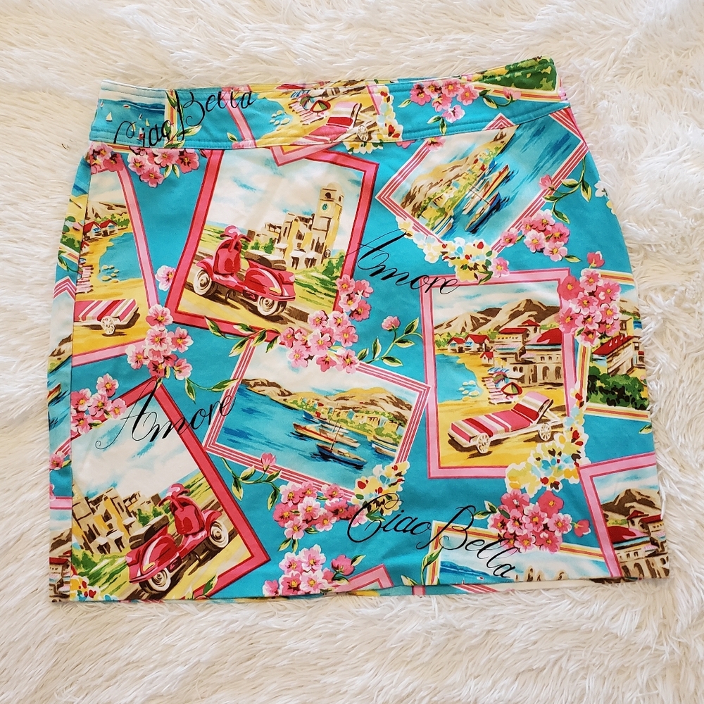 New York & Co Colorful Graphic Print Skirt 16